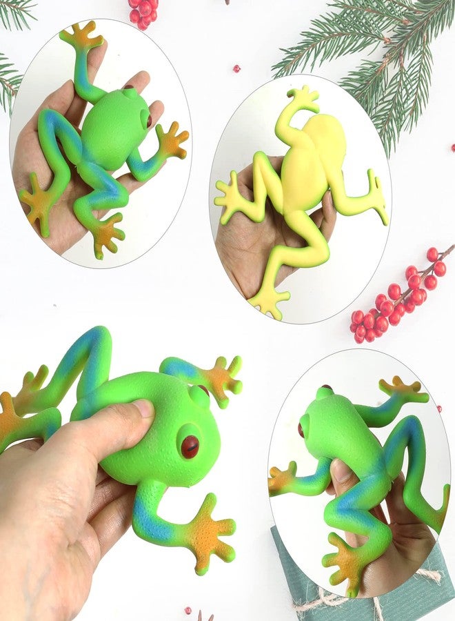 Lohoee 5 Pieces Frog Toys Realistic Frog Amphibian Figures Simulation Animal Model Frog Soft Stretchy Stress Relief Hand Frog Toy for Home Party Decorations or Gift - Image 3